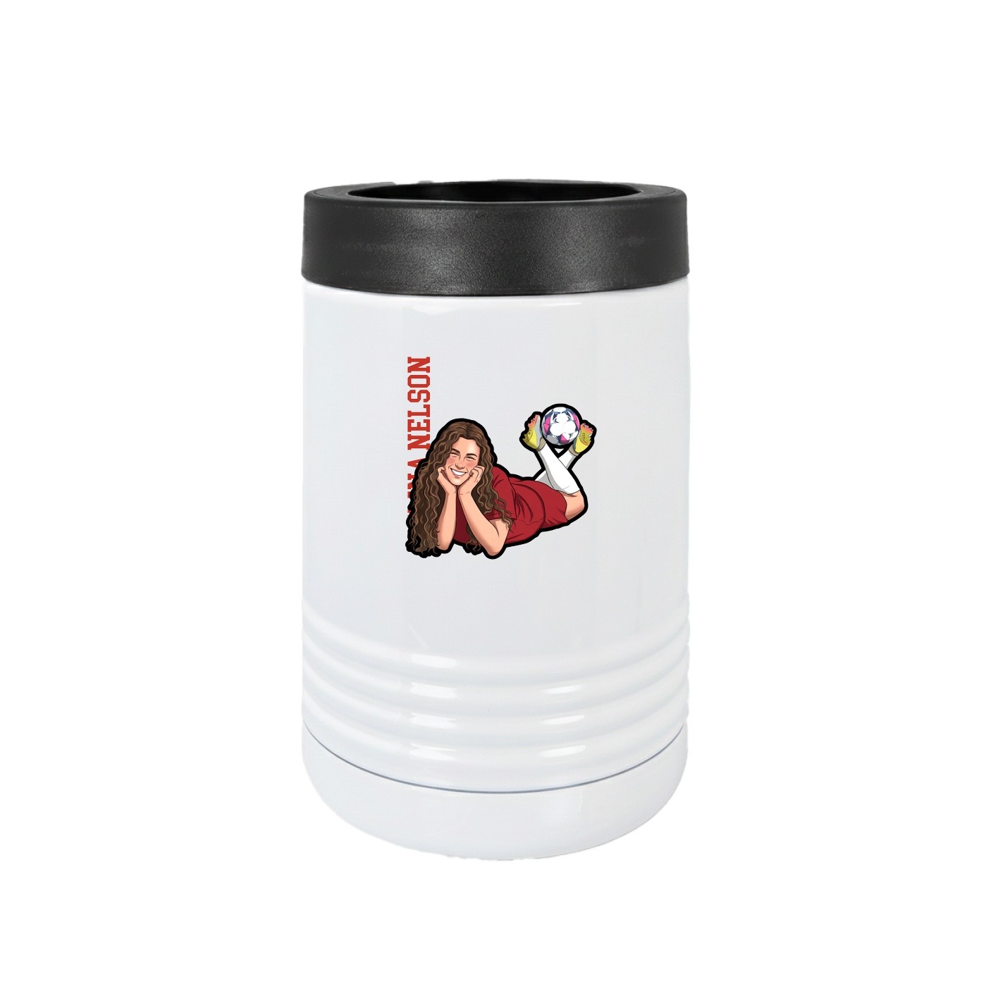 Beverage Holder — Name Vertical in White