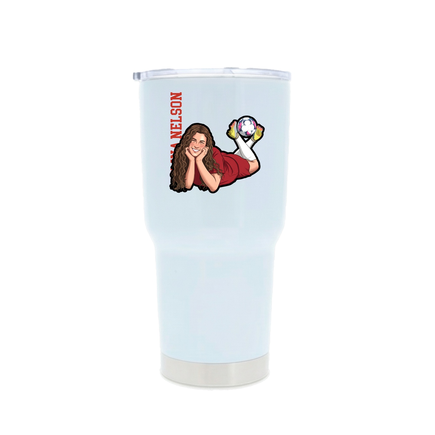 30oz Stainless Steel Tumbler — Name Vertical in White