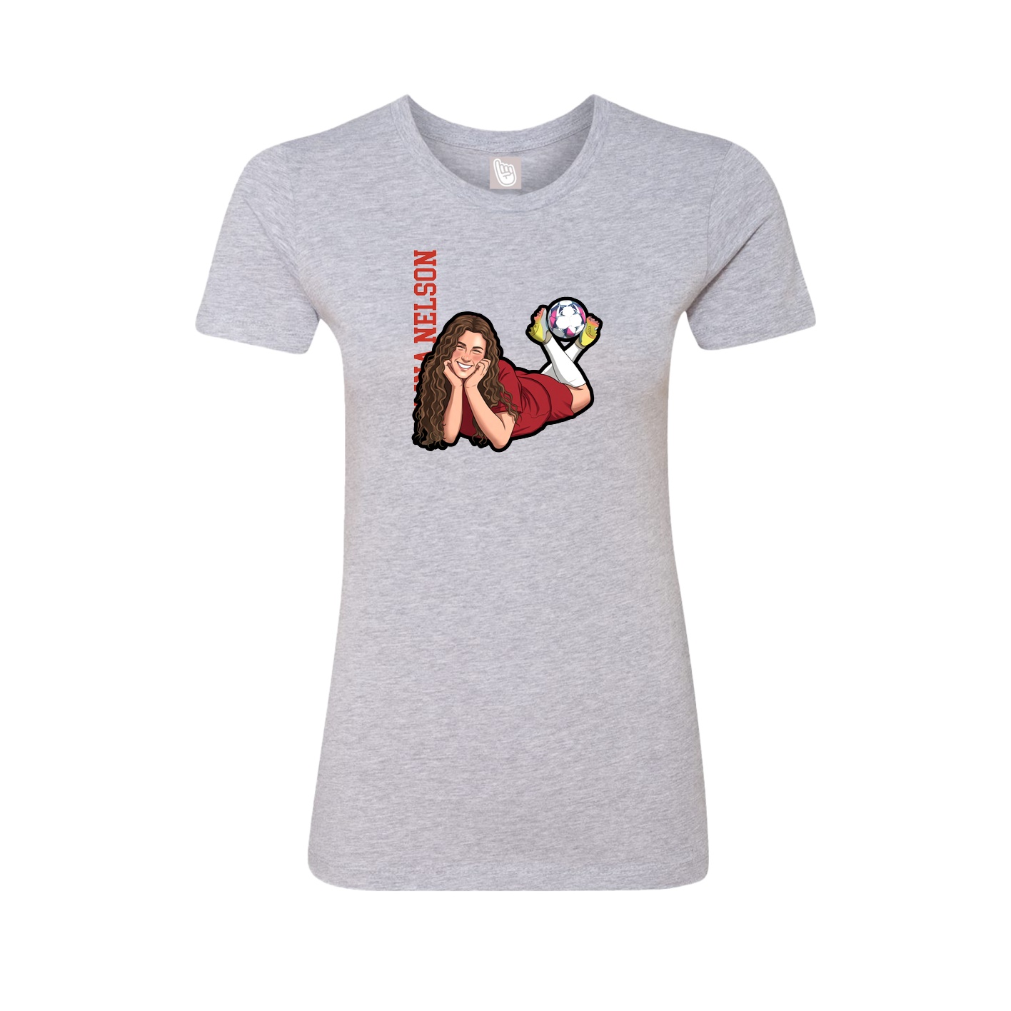 Fitted Women's Tee — Name Vertical in Grey