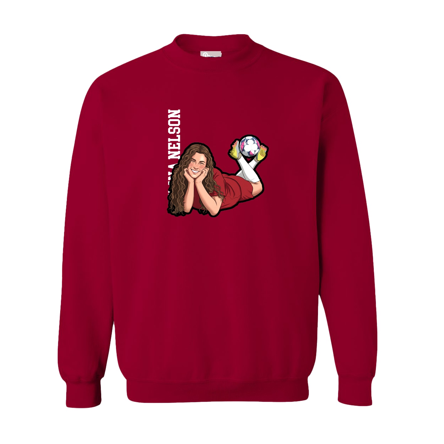 Fleece Crew — Name Vertical in Cardinal