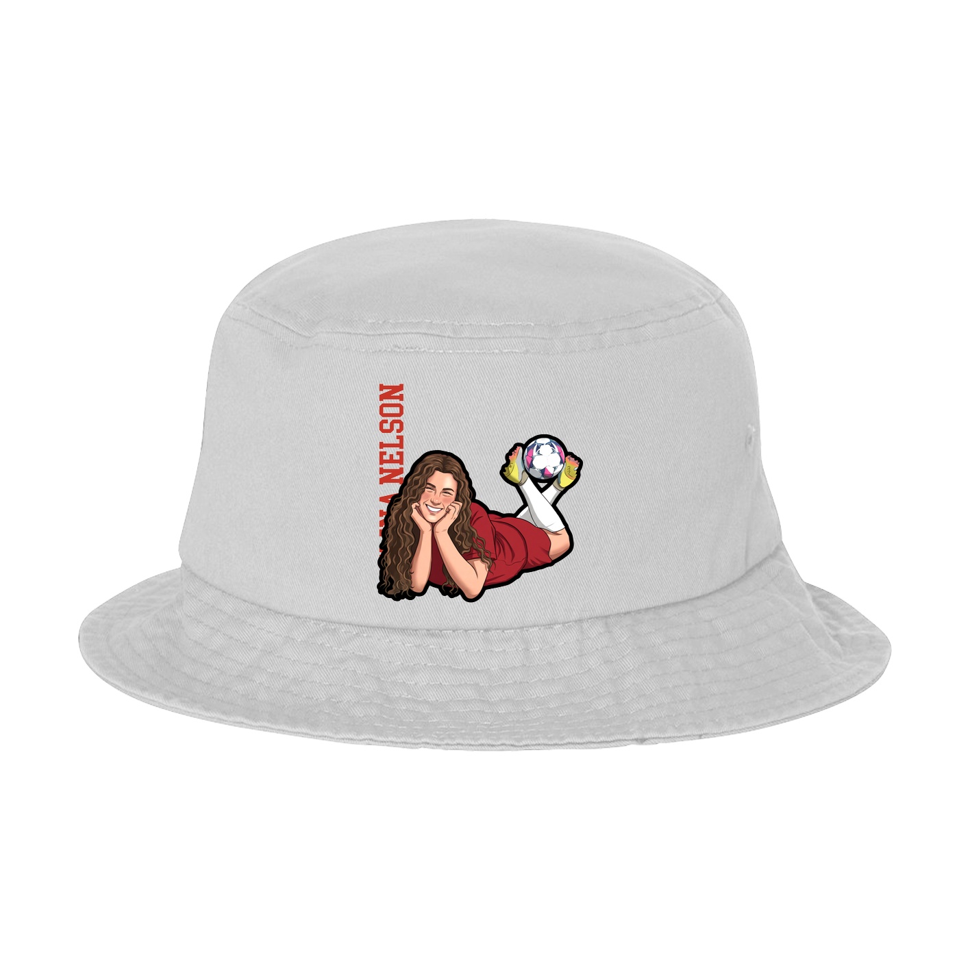 Bucket Cap — Name Vertical in White