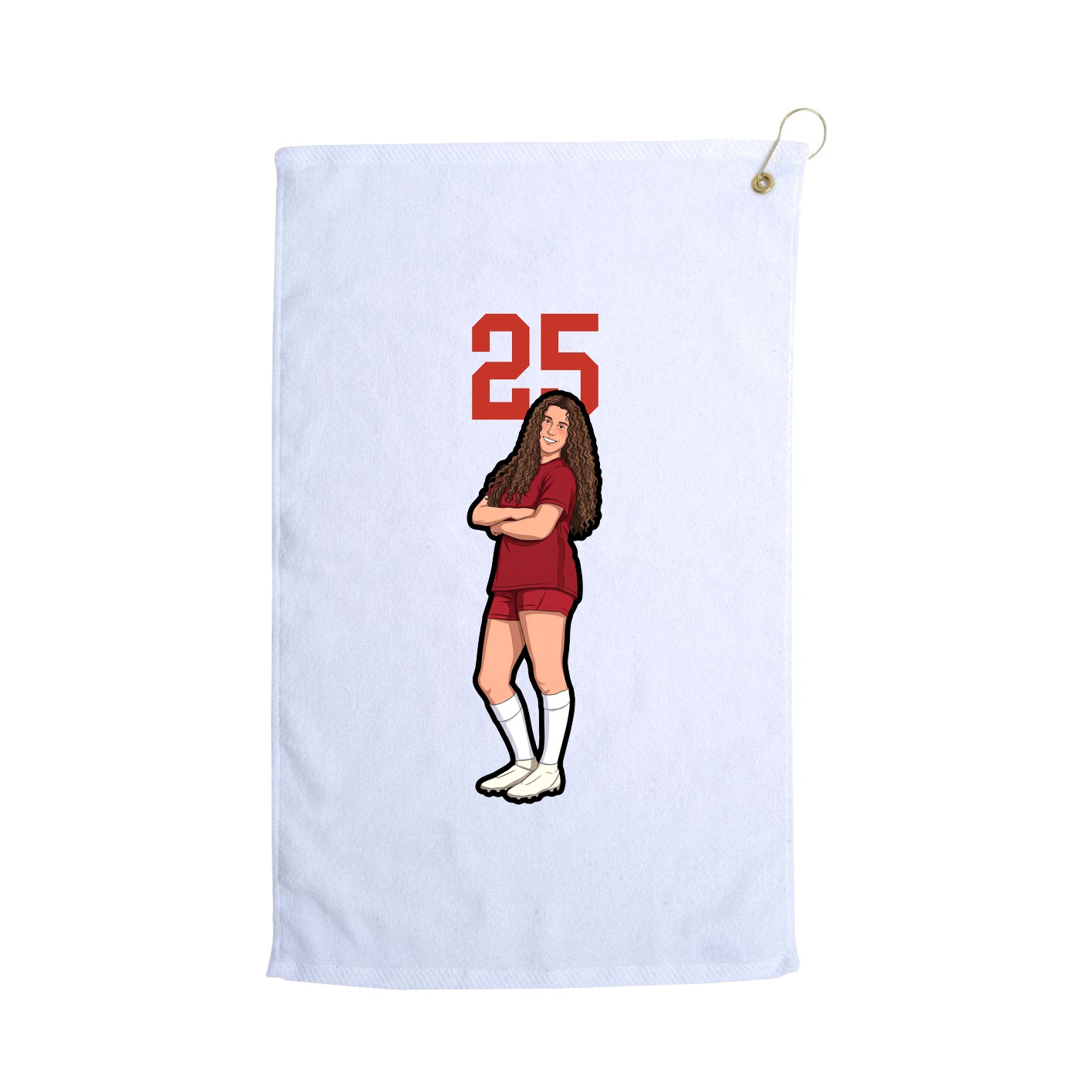 Golf Towel — Number Top in White