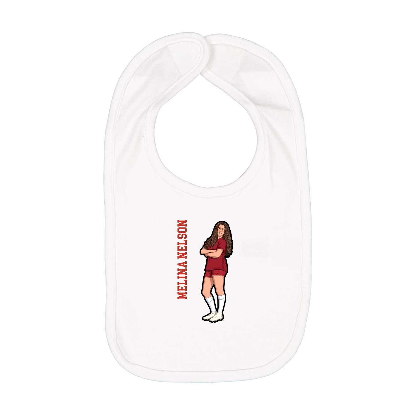 Infant Bib — Name Vertical in White