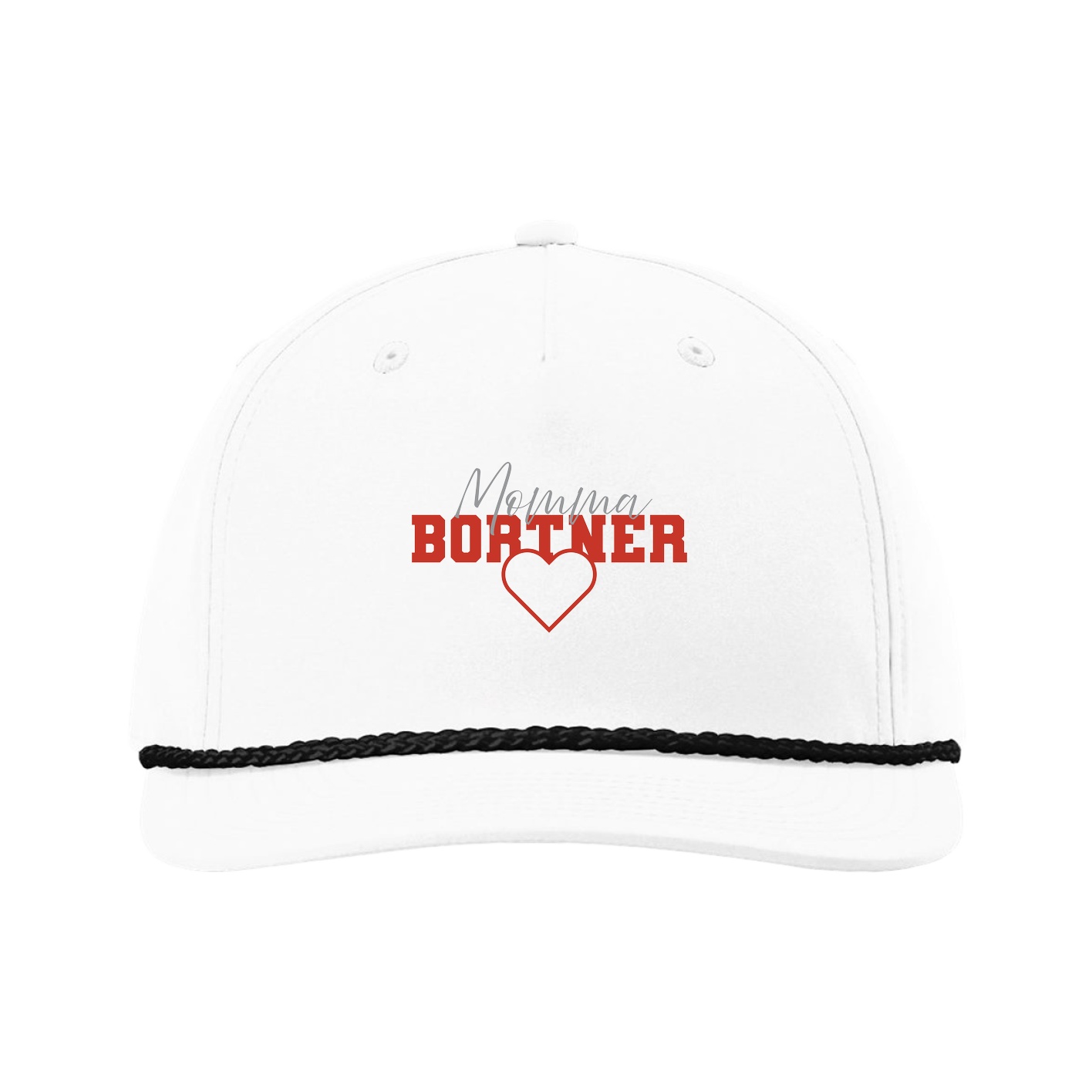 Five-Panel Classic Rope Cap — Mothers Day Heart in White