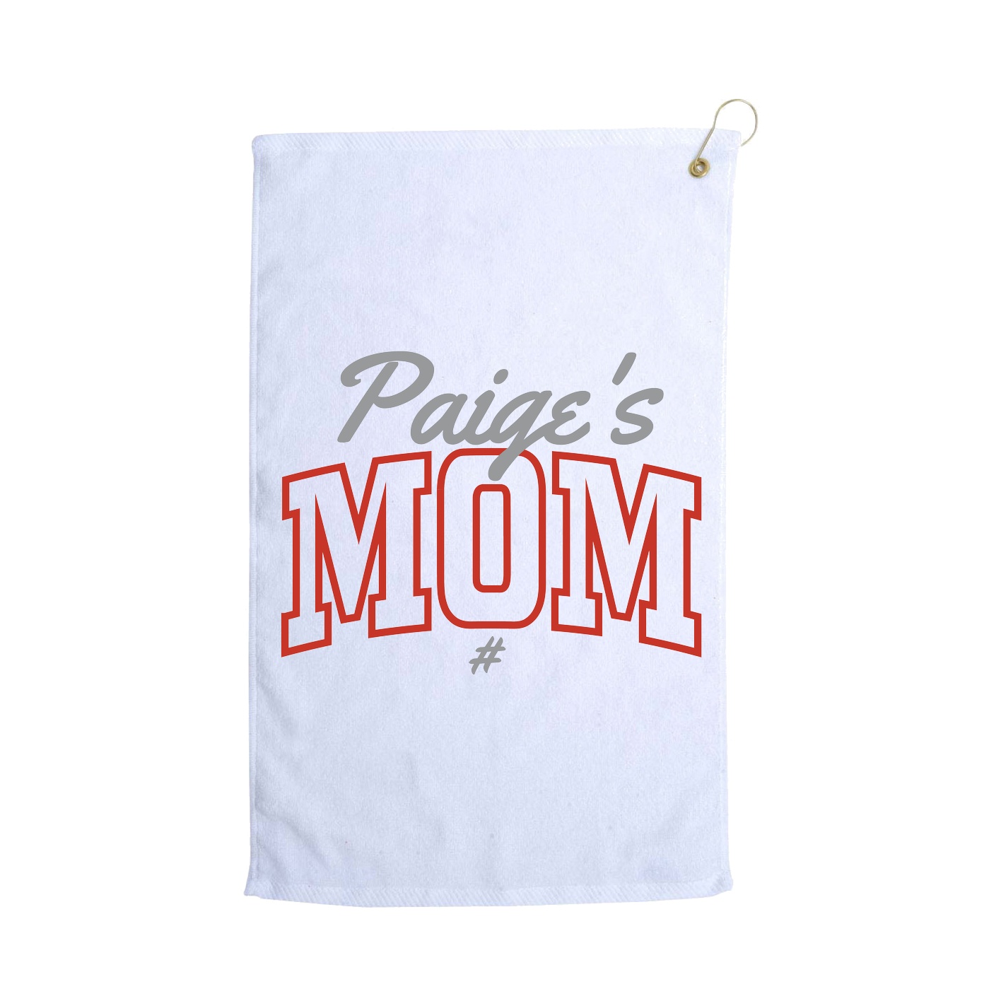 Golf Towel — Mothers Day Arch Script in White