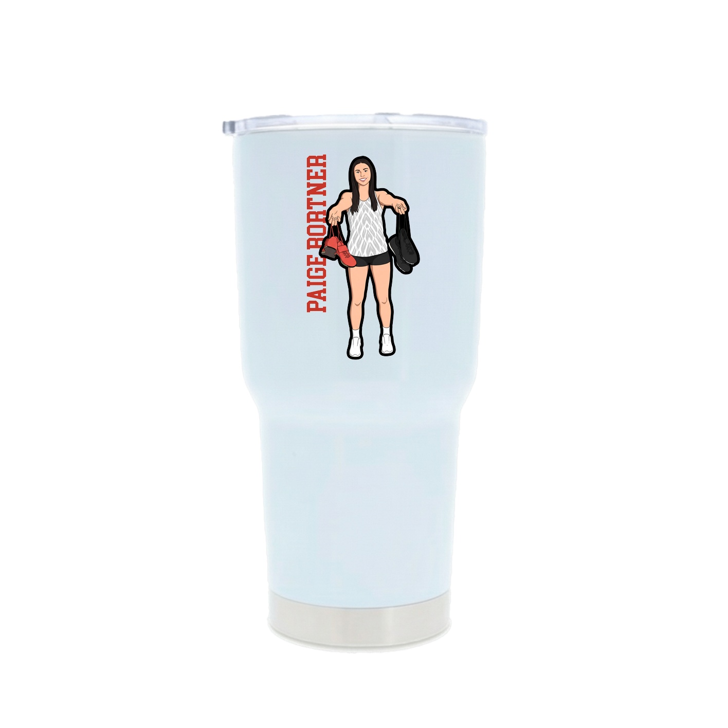 30oz Stainless Steel Tumbler — Name Vertical in White
