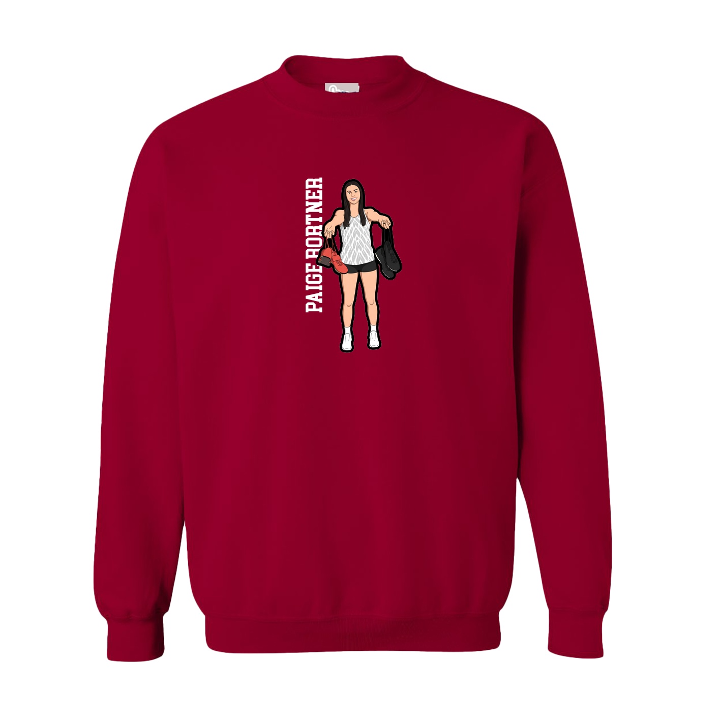 Fleece Crew — Name Vertical in Cardinal