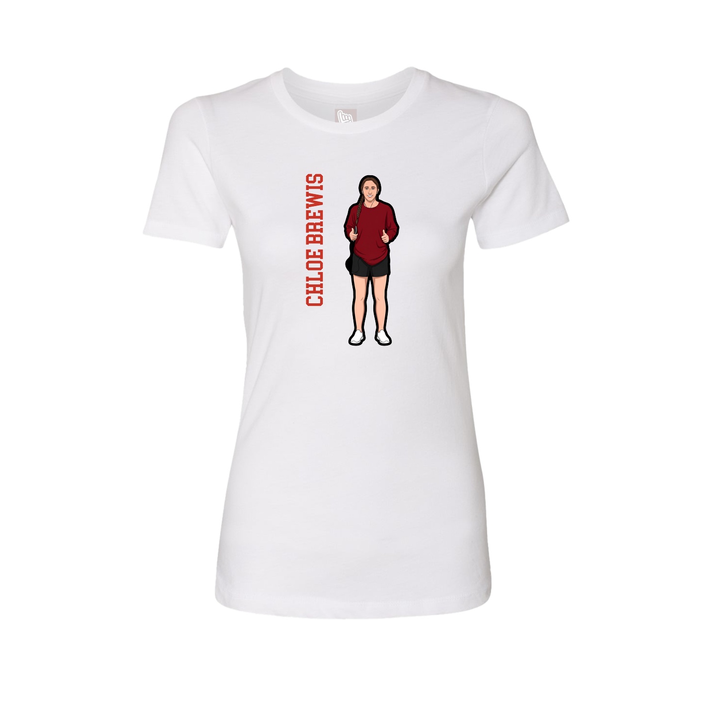 Fitted Women's Tee — Name Vertical in White