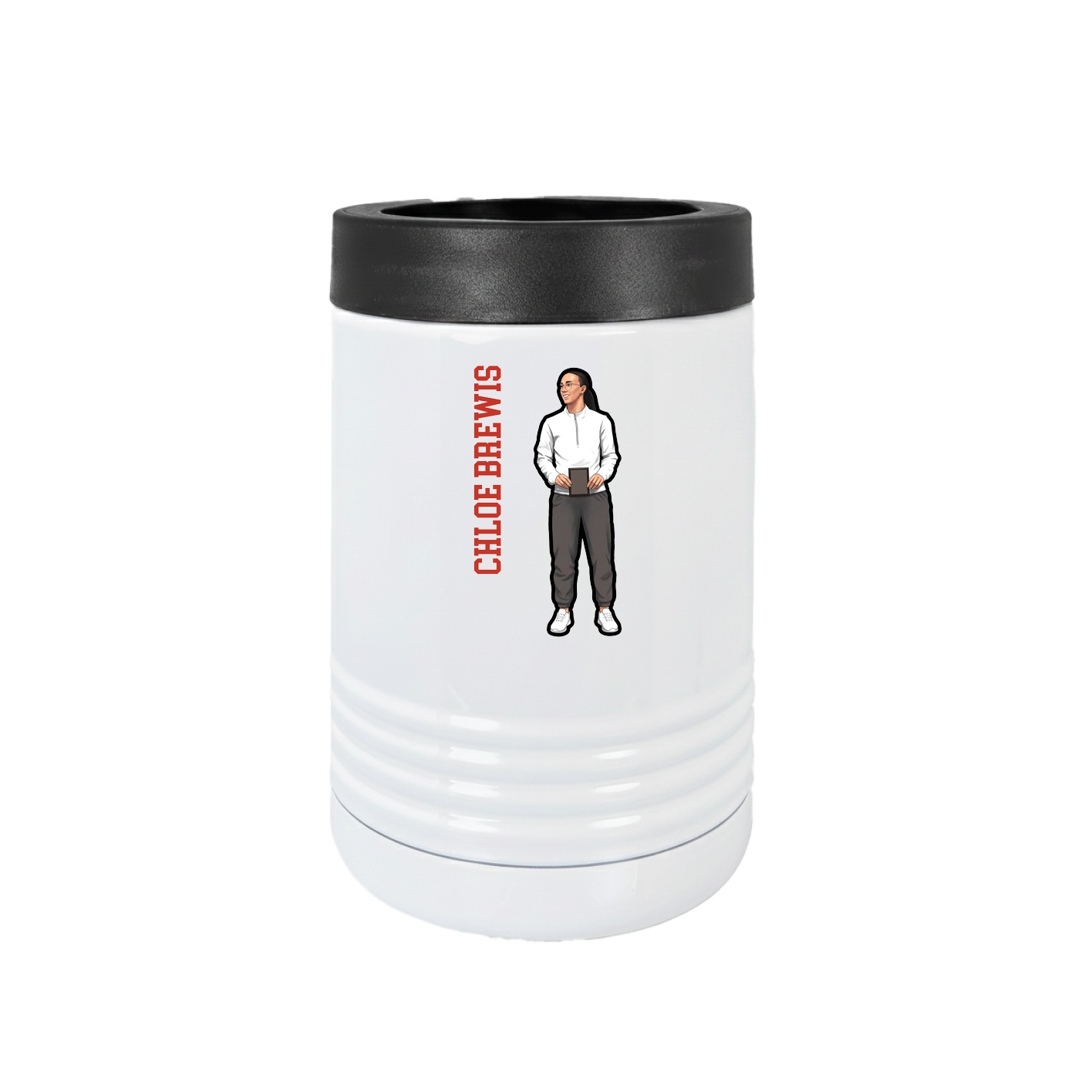 Beverage Holder — Name Vertical in White