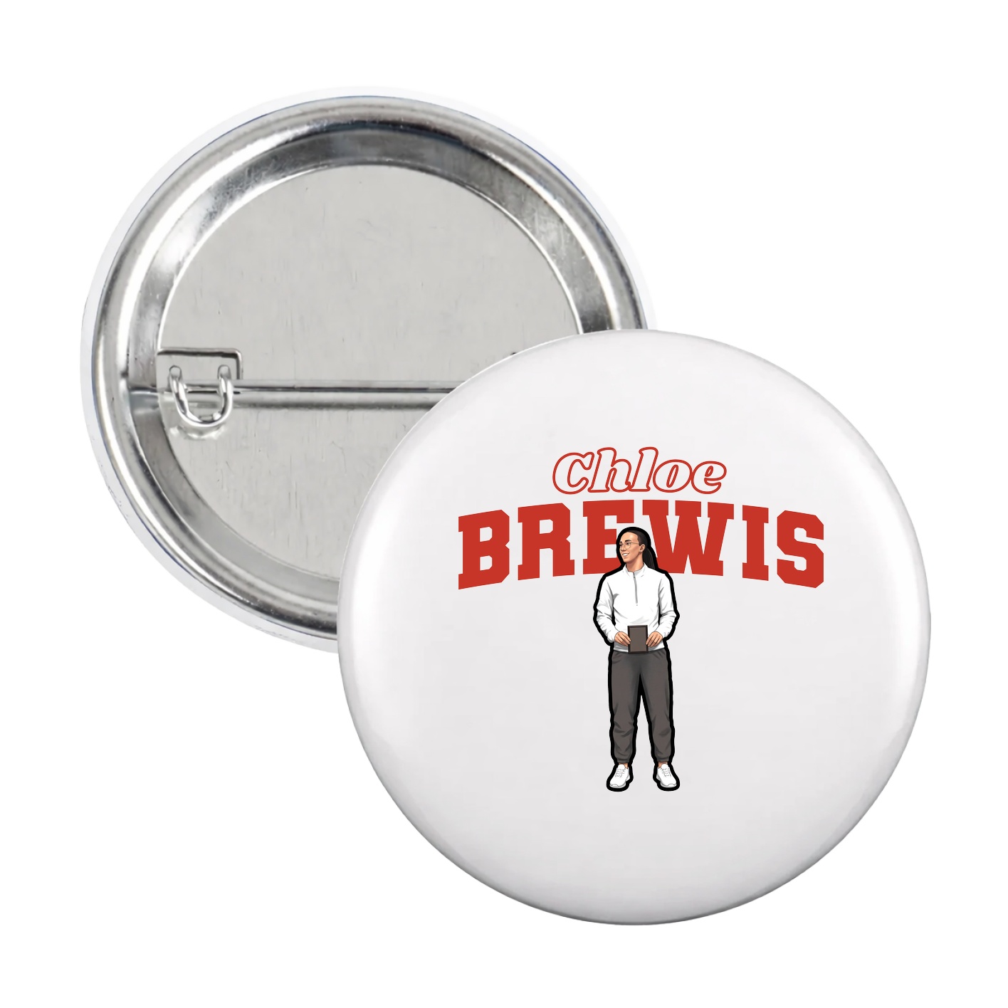 Game Day Button — Name Arch in White