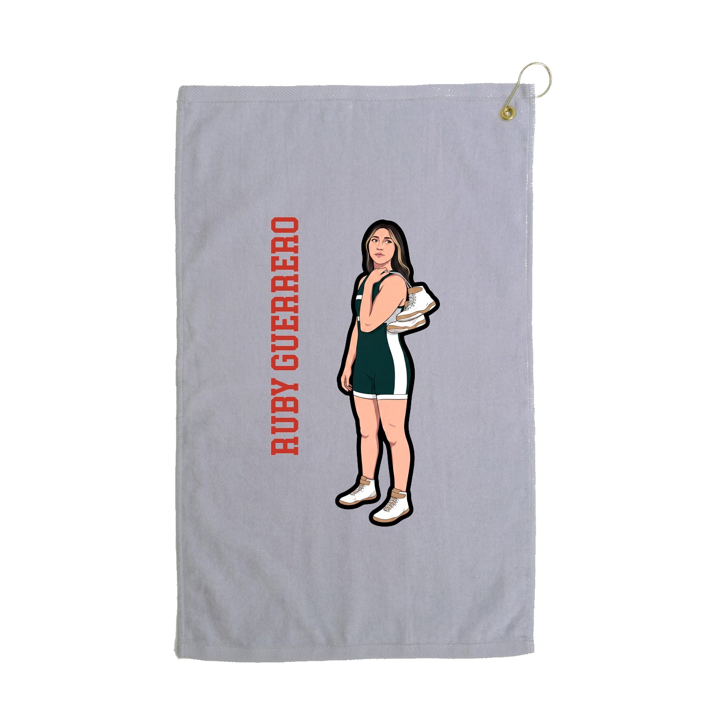 Golf Towel — Name Vertical in Grey