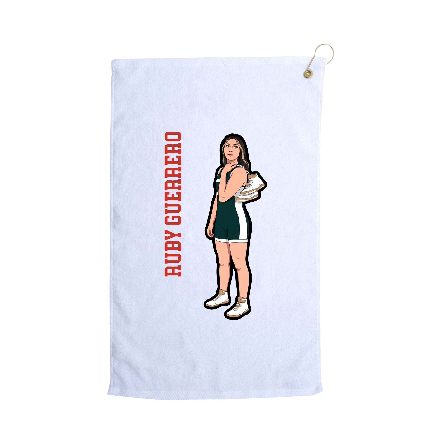 Golf Towel — Name Vertical in White