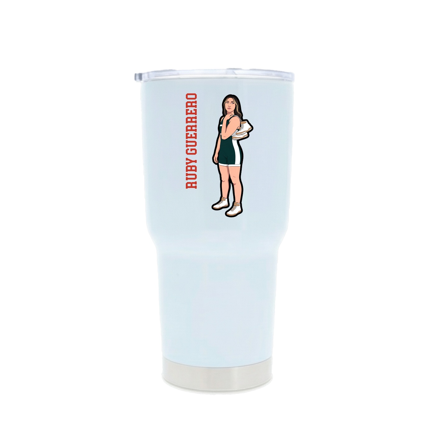 30oz Stainless Steel Tumbler — Name Vertical in White