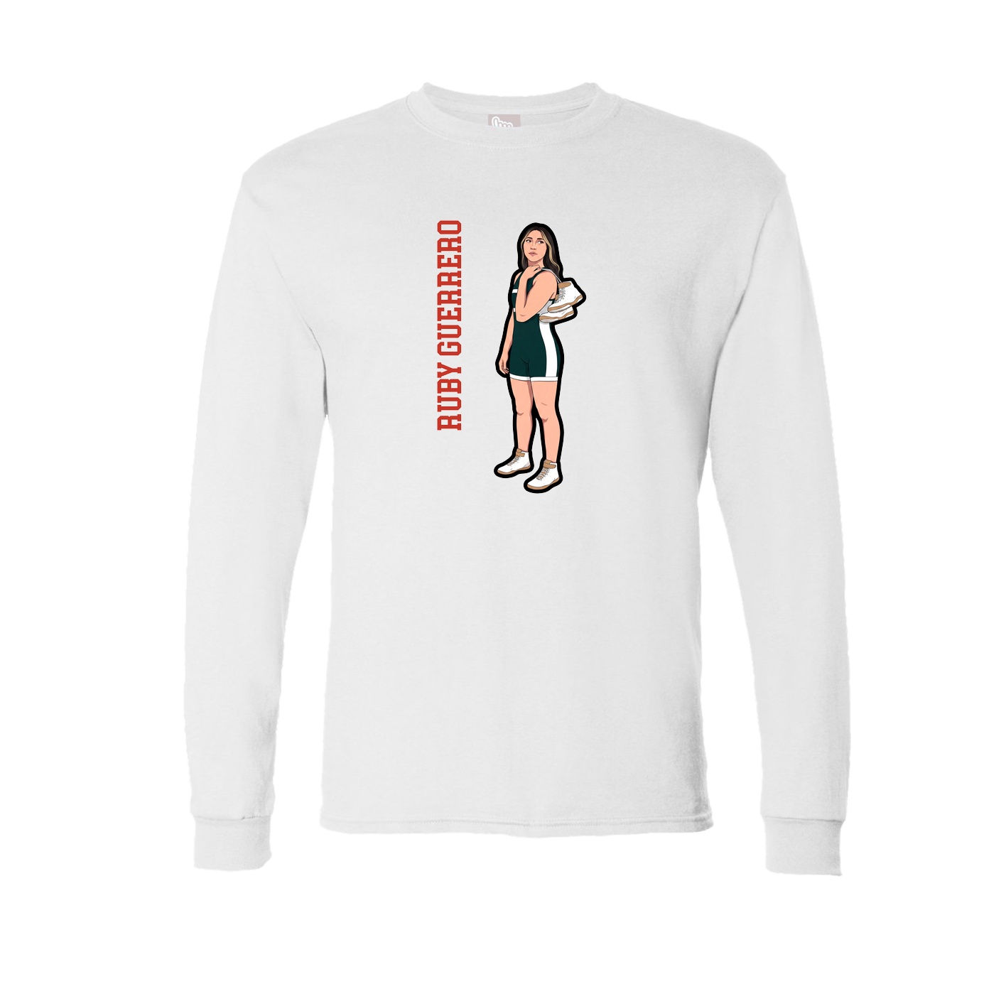Long Sleeve Tee — Name Vertical in White