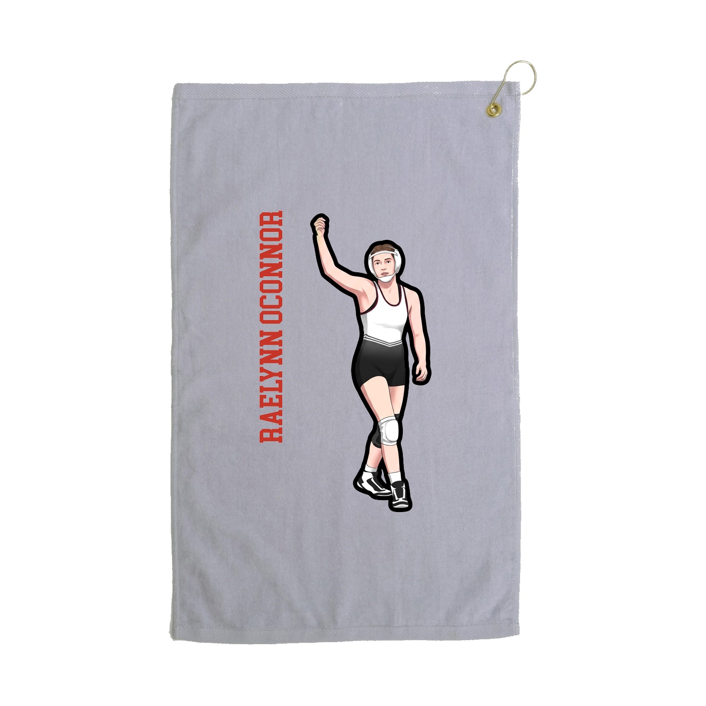 Golf Towel — Name Vertical in Grey