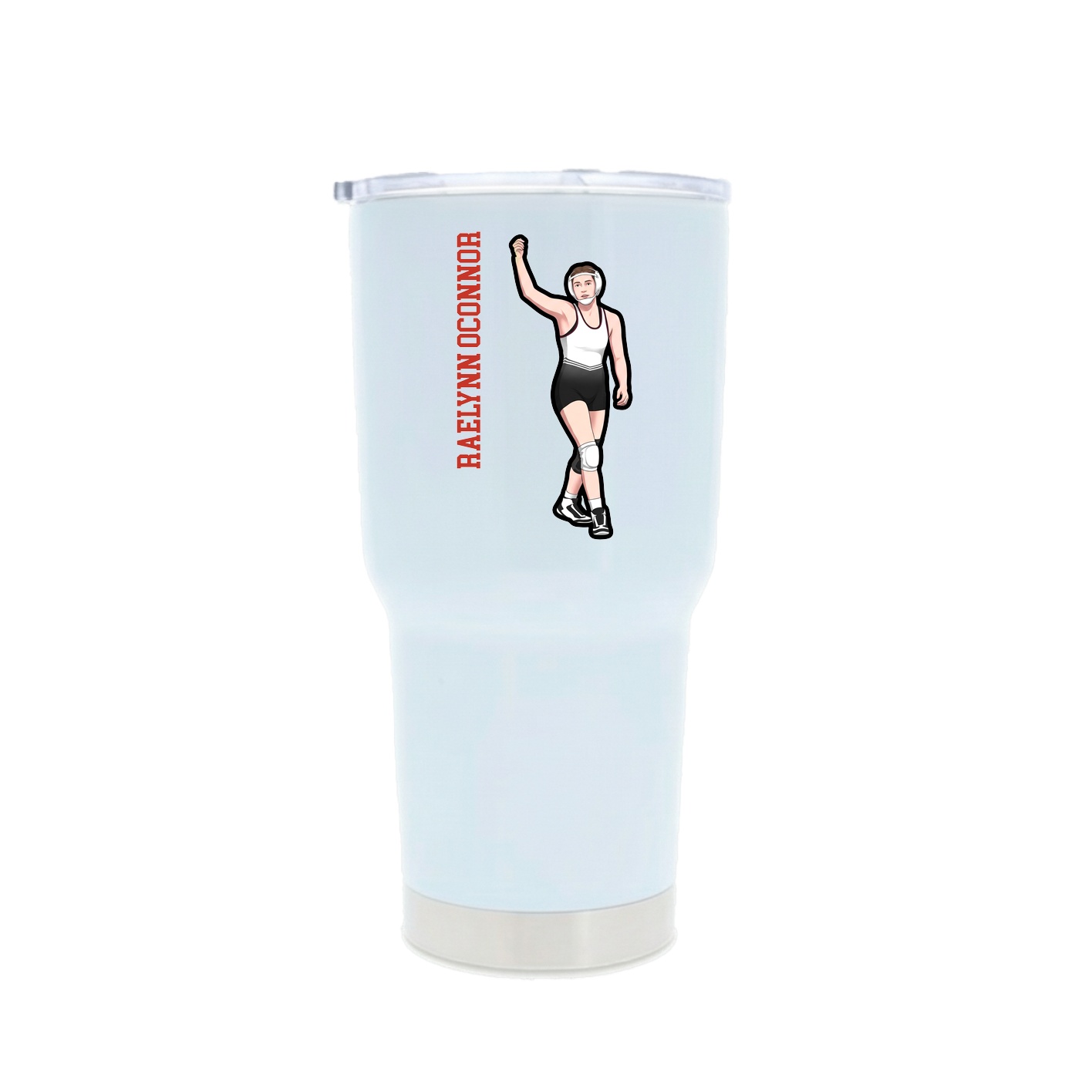 30oz Stainless Steel Tumbler — Name Vertical in White