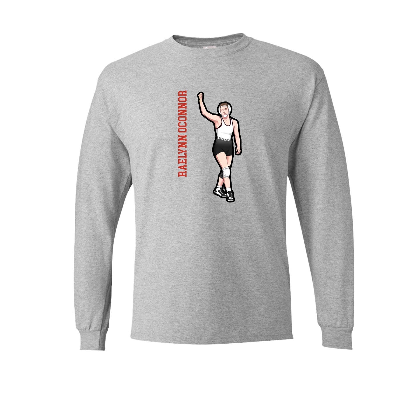 Long Sleeve Tee — Name Vertical in Grey