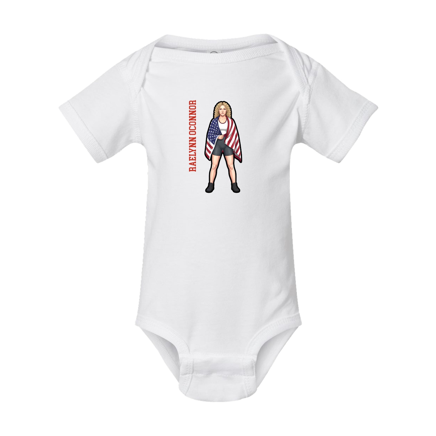 Baby Onesie — Name Vertical in White