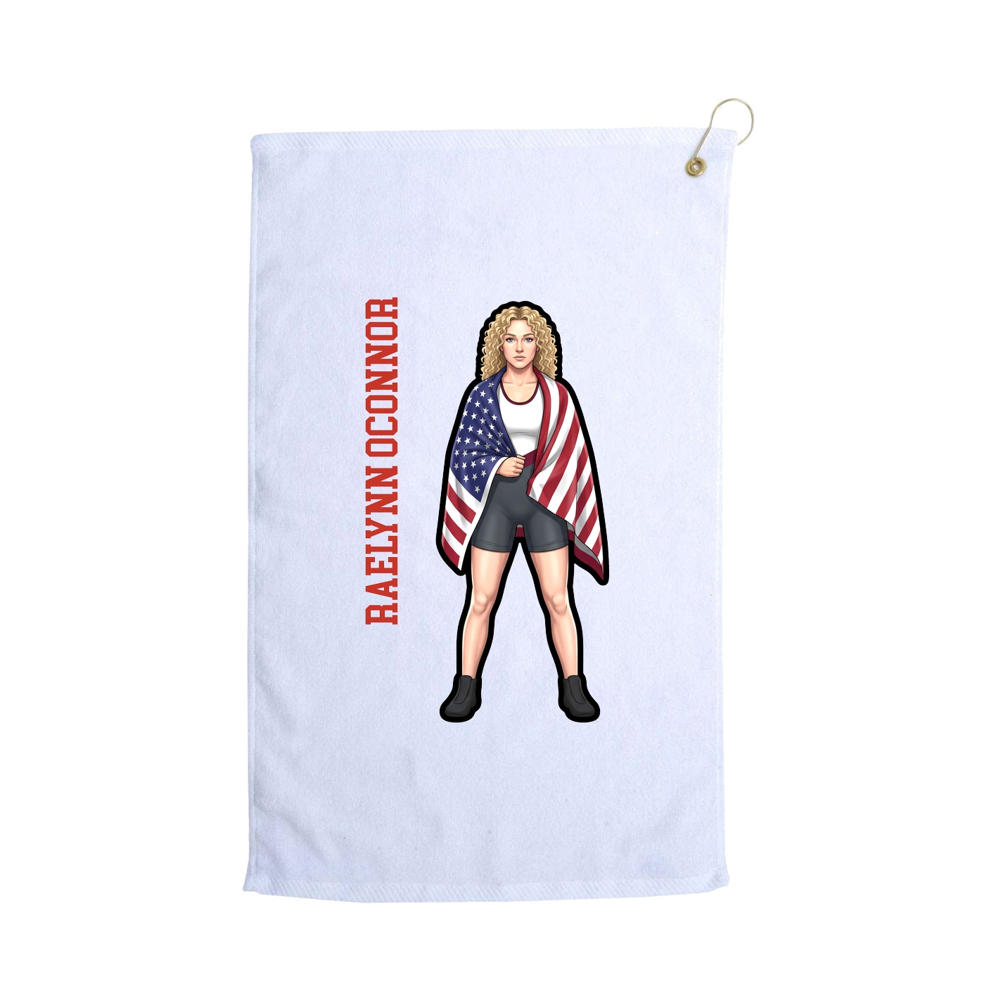 Golf Towel — Name Vertical in White