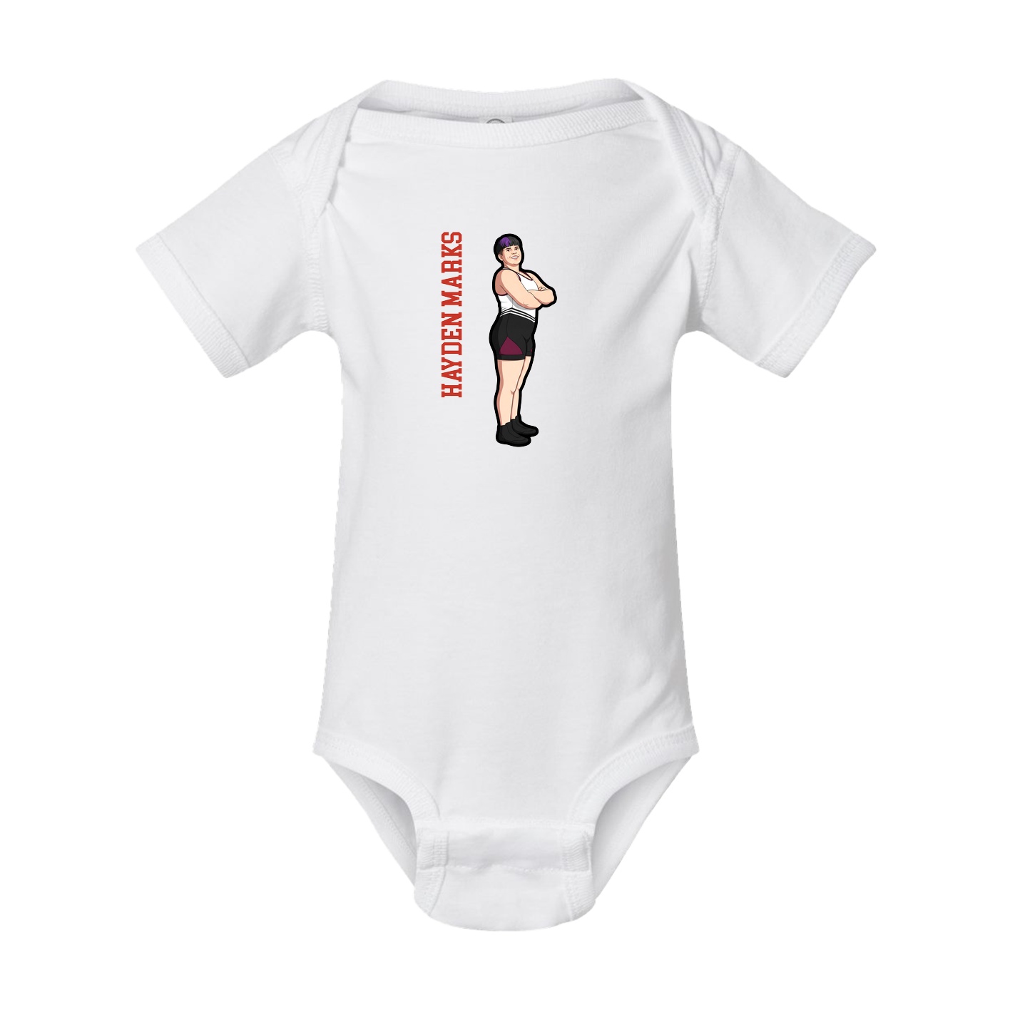 Baby Onesie — Name Vertical in White