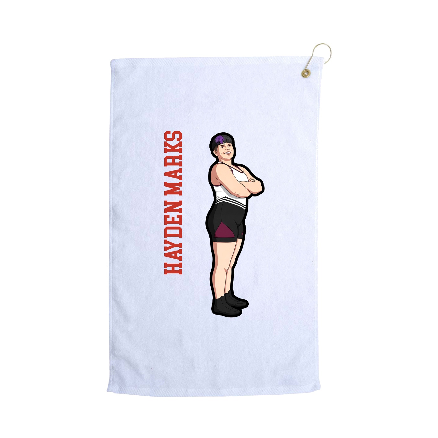 Golf Towel — Name Vertical in White