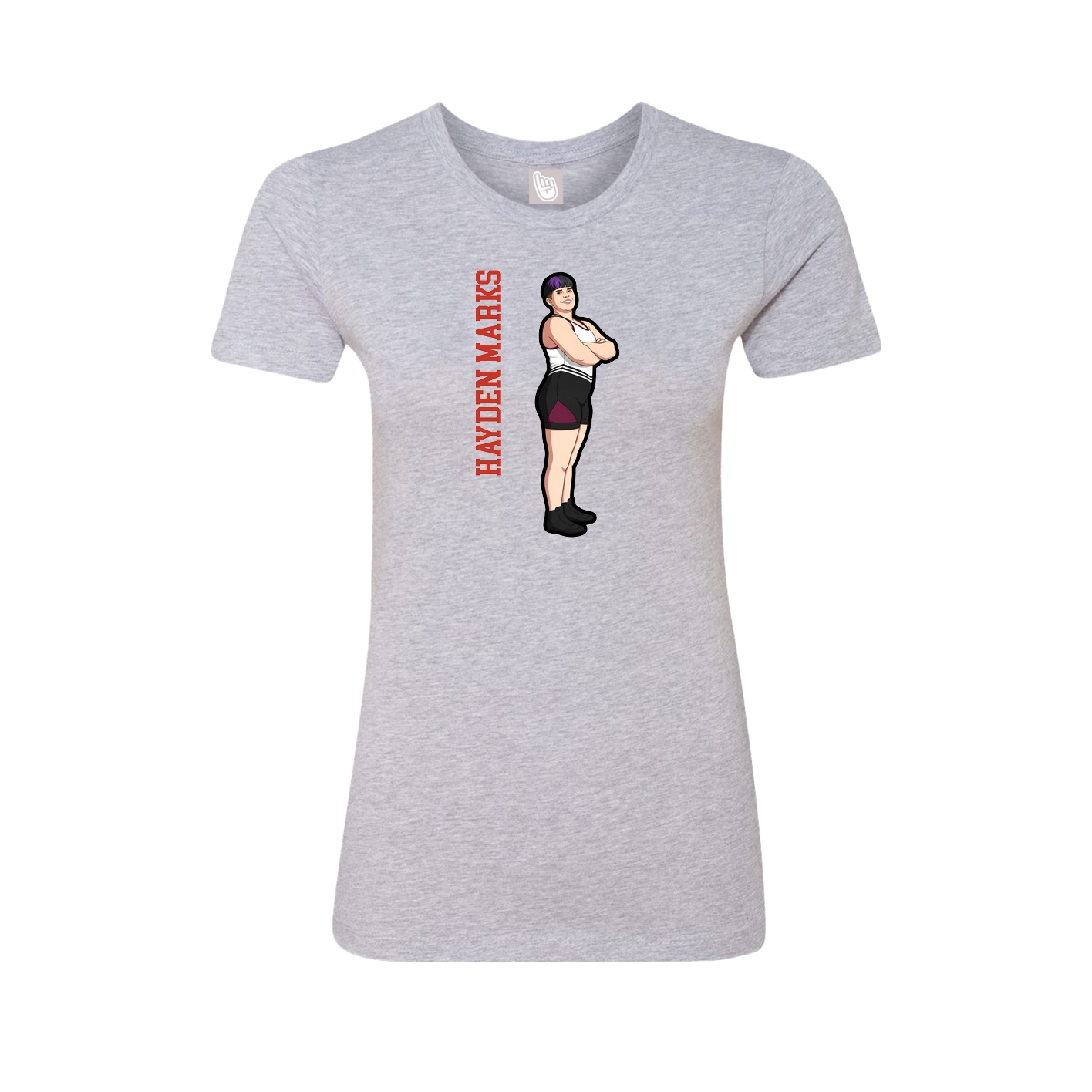 Fitted Women's Tee — Name Vertical in Grey