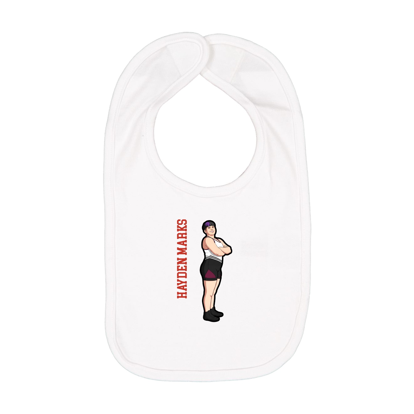 Infant Bib — Name Vertical in White