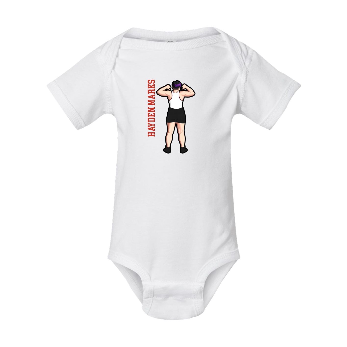 Baby Onesie — Name Vertical in White