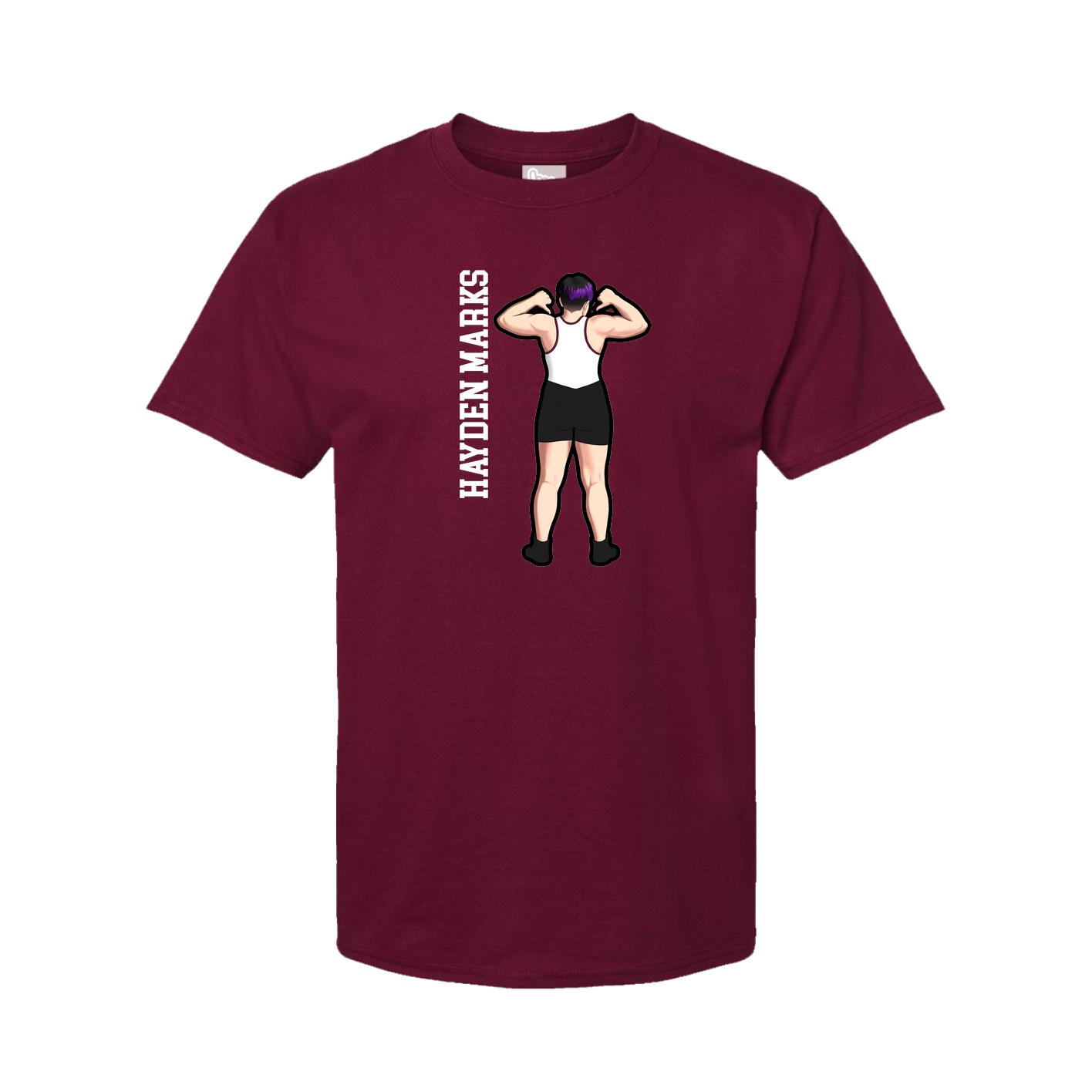 Youth Tee — Name Vertical in Cardinal