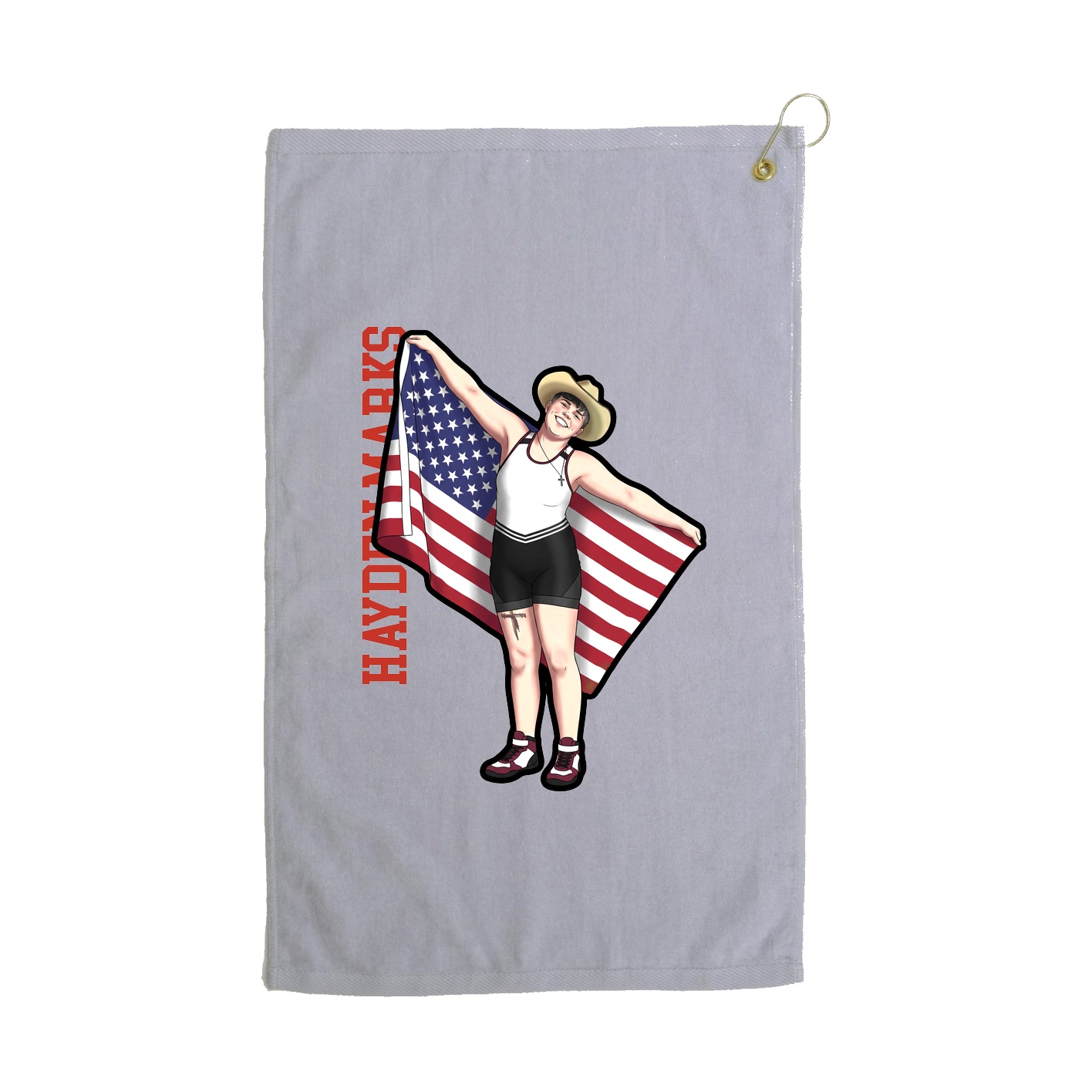 Golf Towel — Name Vertical in Grey