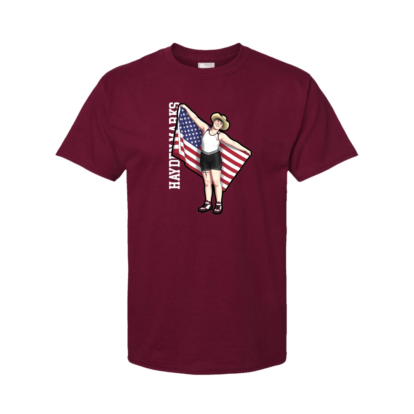 Youth Tee — Name Vertical in Cardinal