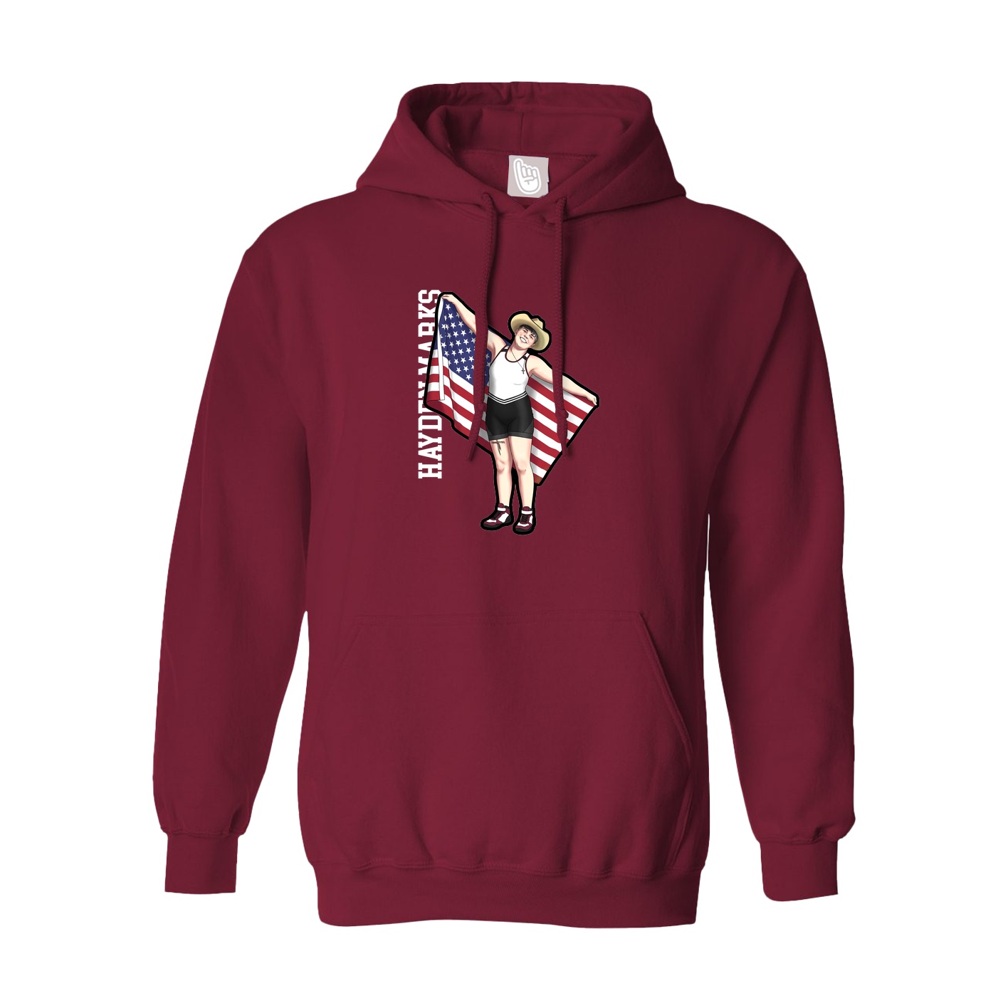 Hoodie — Name Vertical in Cardinal