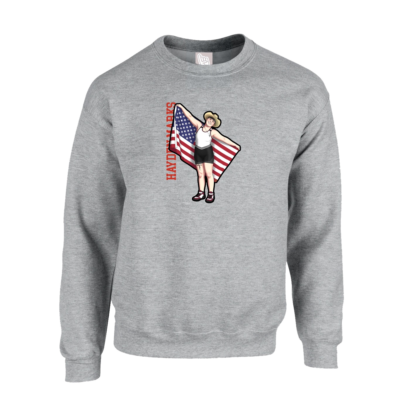 Fleece Crew — Name Vertical in Grey
