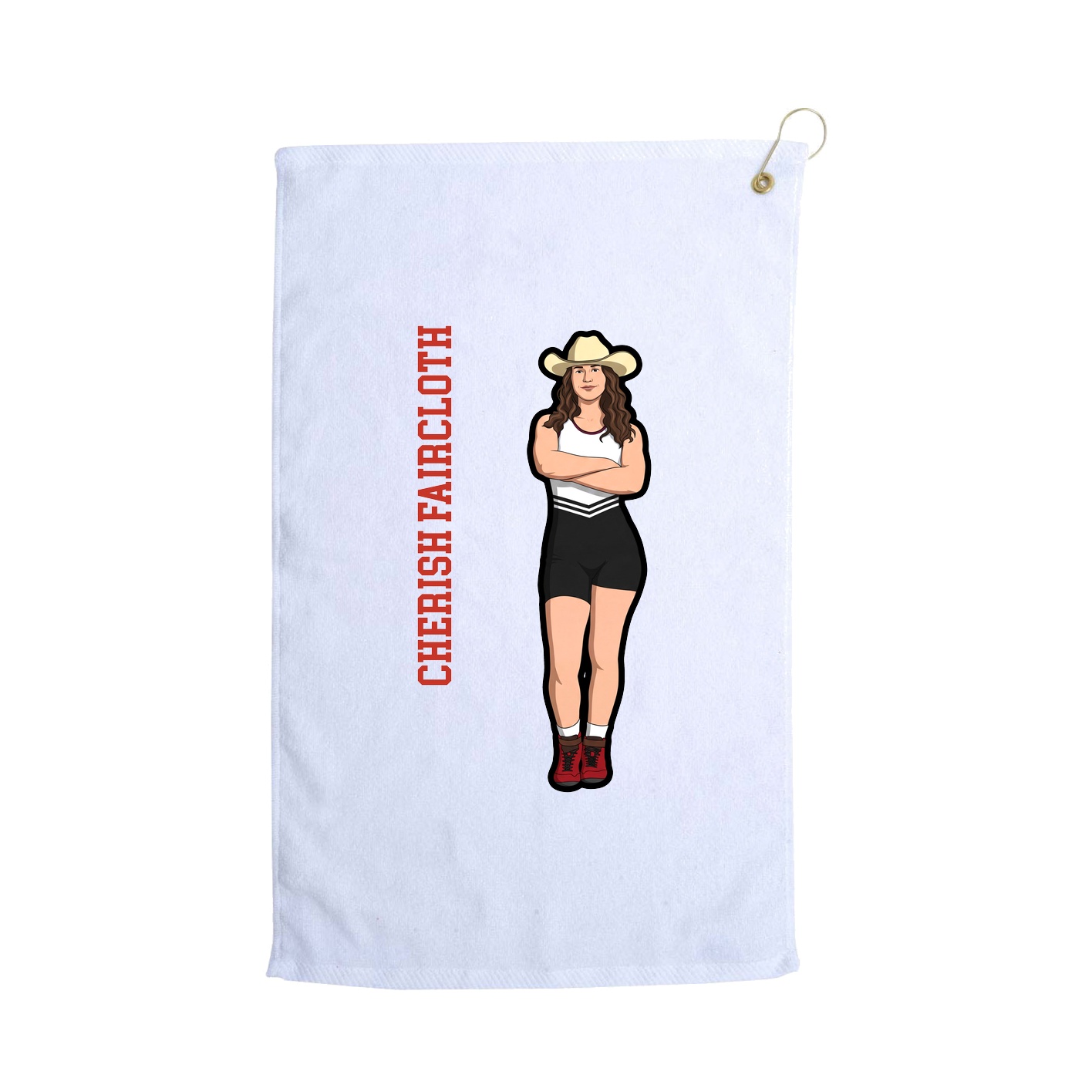 Golf Towel — Name Vertical in White