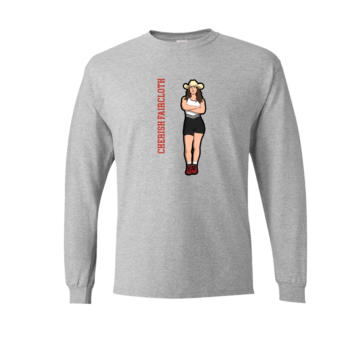 Long Sleeve Tee — Name Vertical in Grey