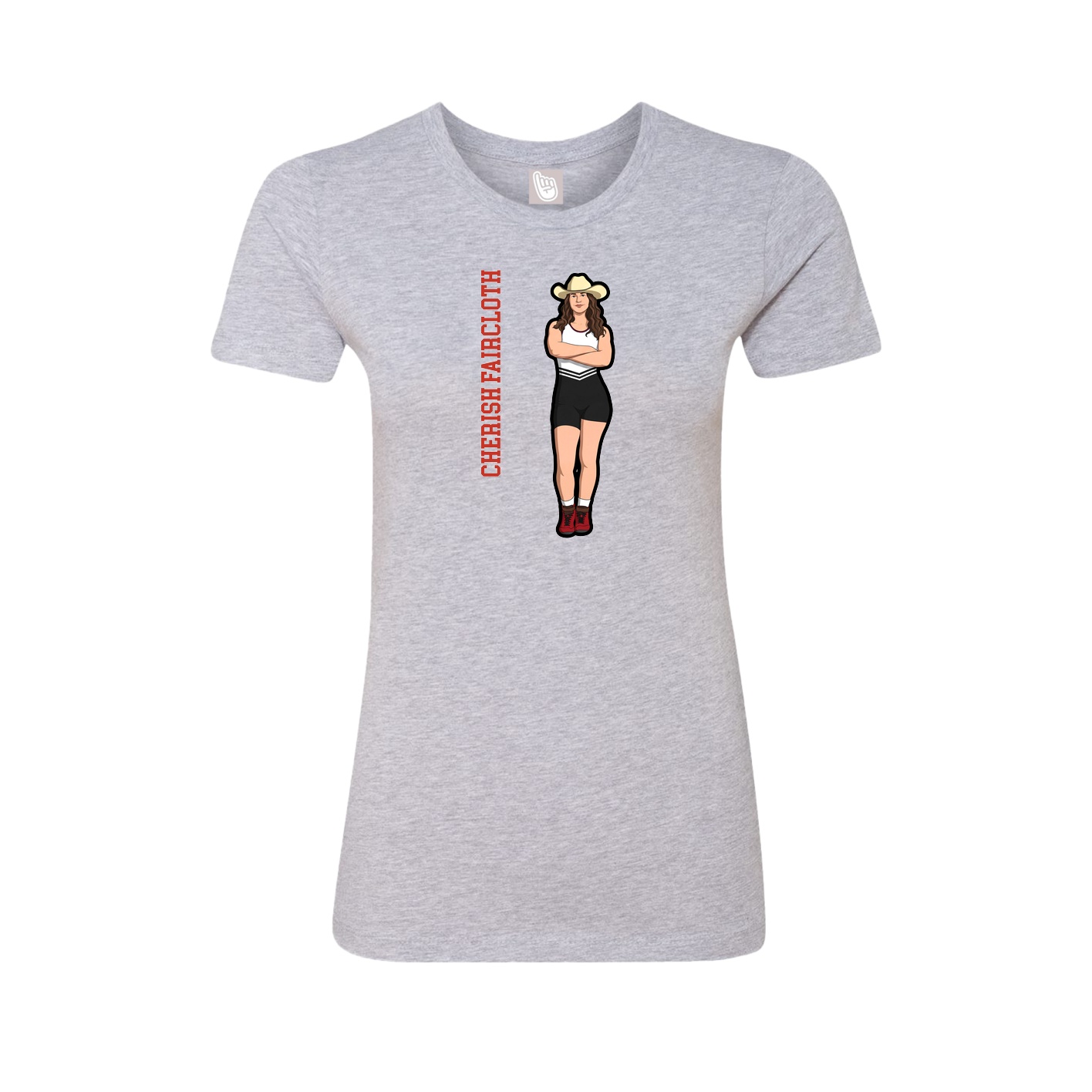 Fitted Women's Tee — Name Vertical in Grey