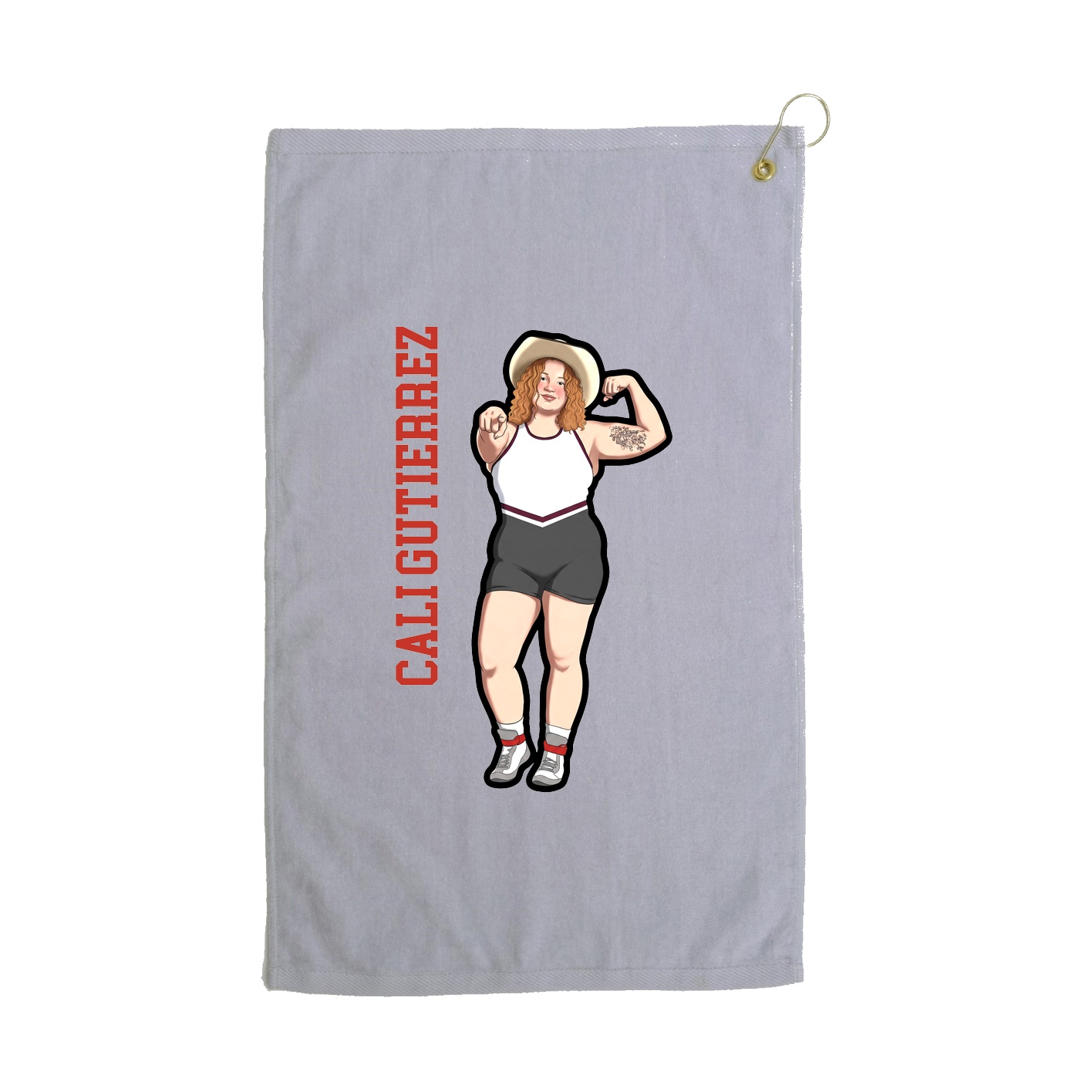 Golf Towel — Name Vertical in Grey