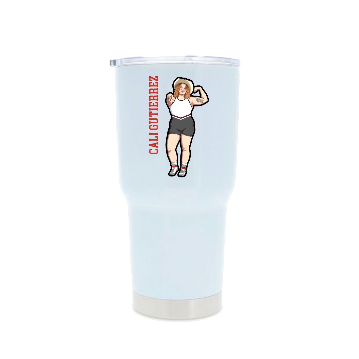 30oz Stainless Steel Tumbler — Name Vertical in White