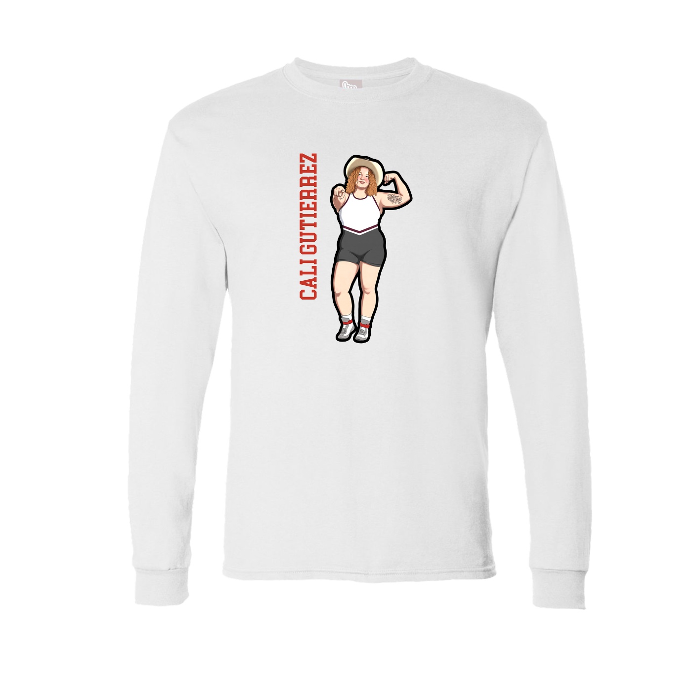 Long Sleeve Tee — Name Vertical in White