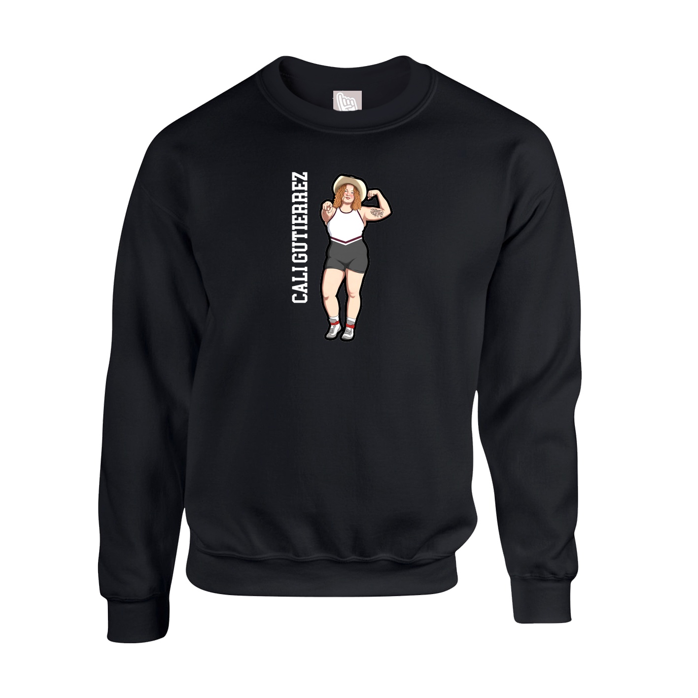 Fleece Crew — Name Vertical in Black