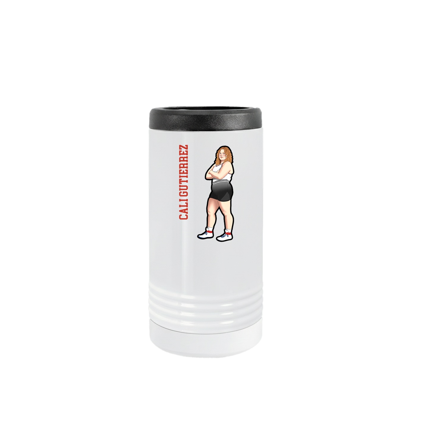 Slim Beverage Holder — Name Vertical in White