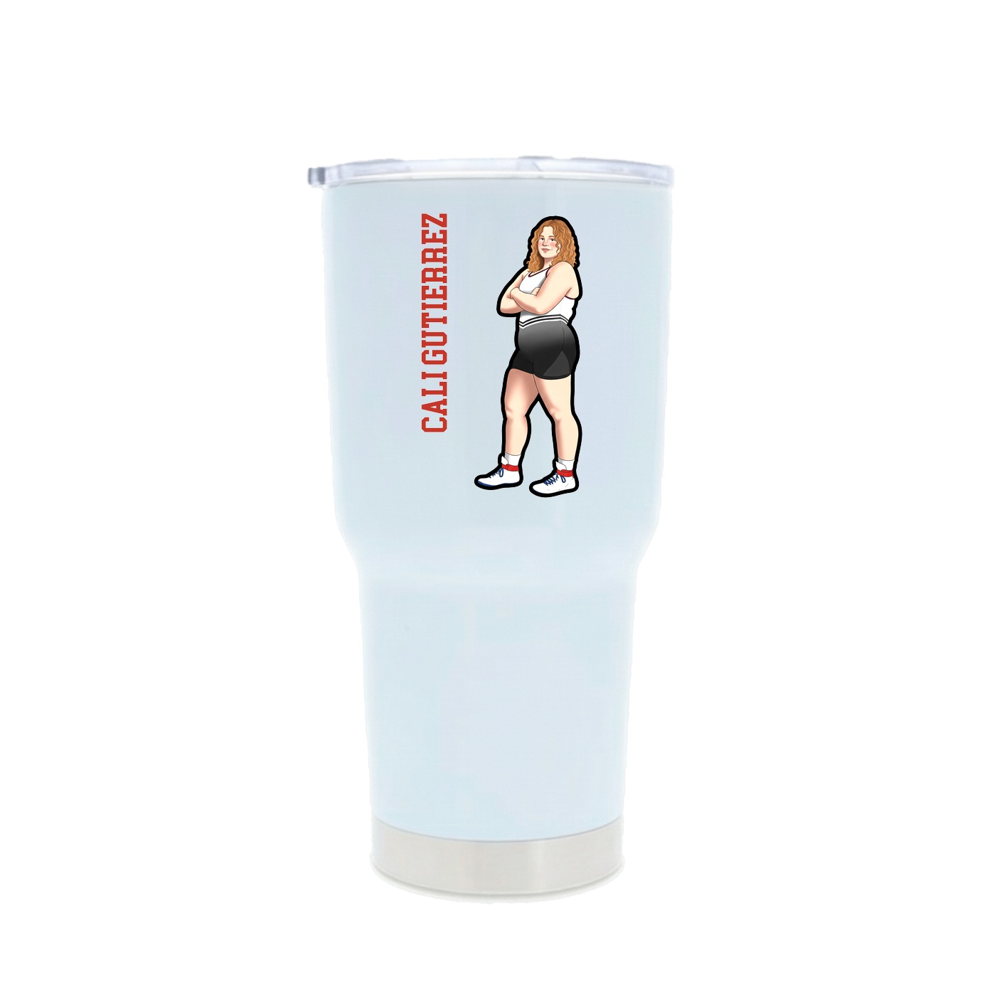 30oz Stainless Steel Tumbler — Name Vertical in White