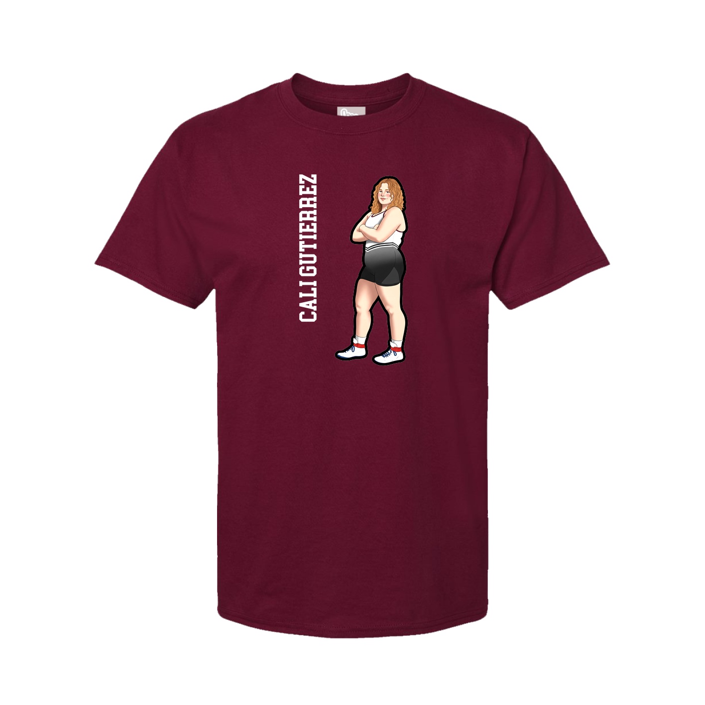 Youth Tee — Name Vertical in Cardinal