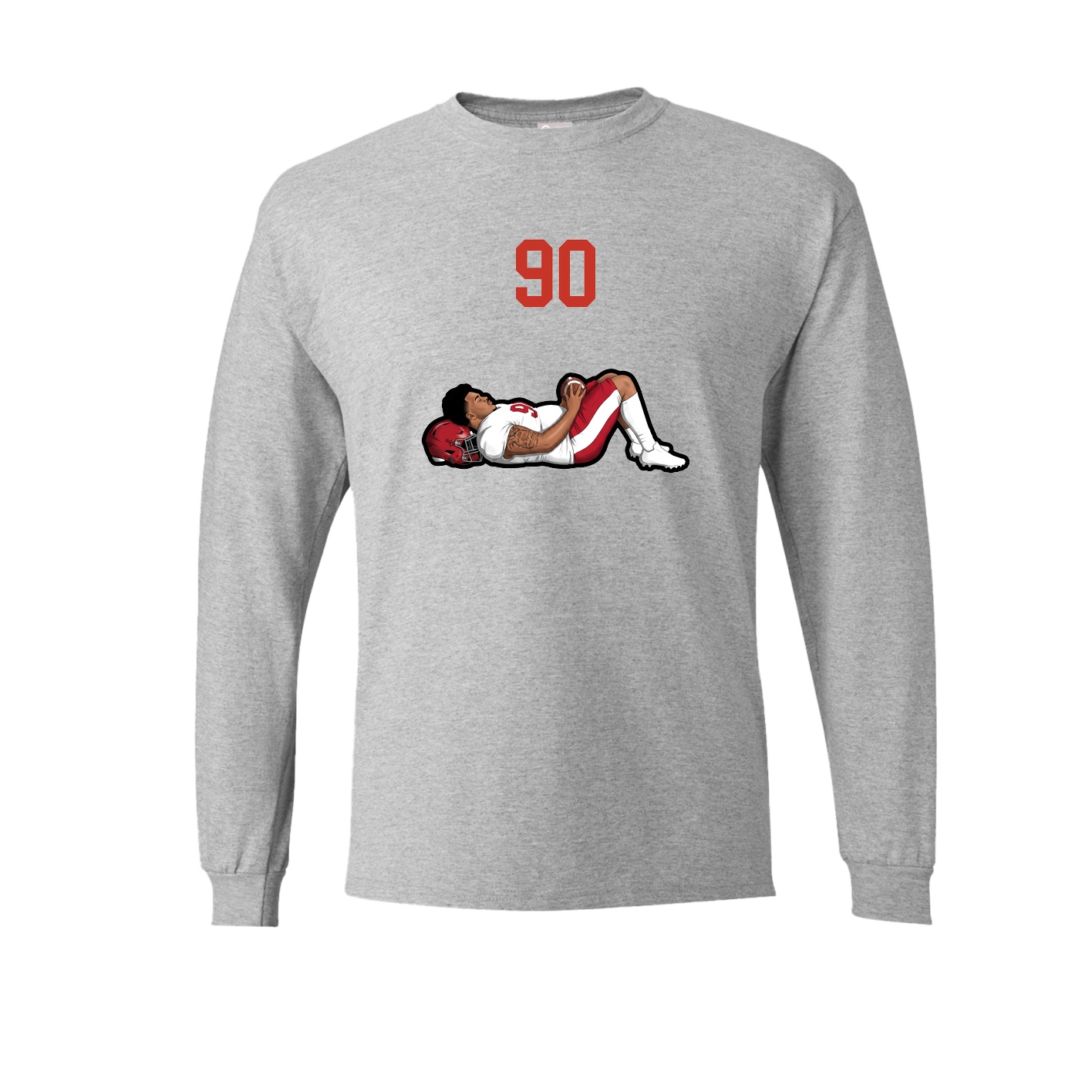 Long Sleeve Tee — Number Top in Grey
