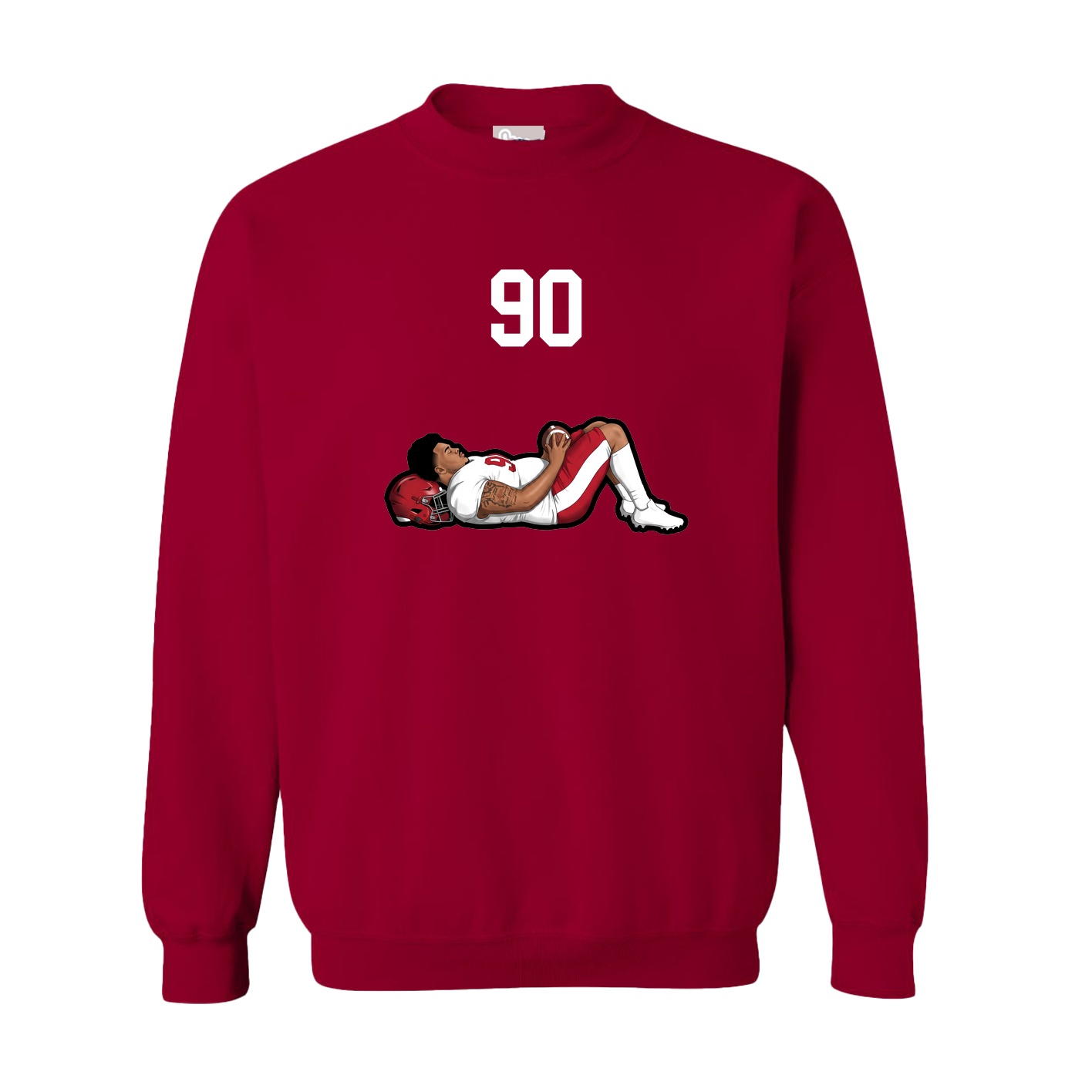 Fleece Crew — Number Top in Cardinal