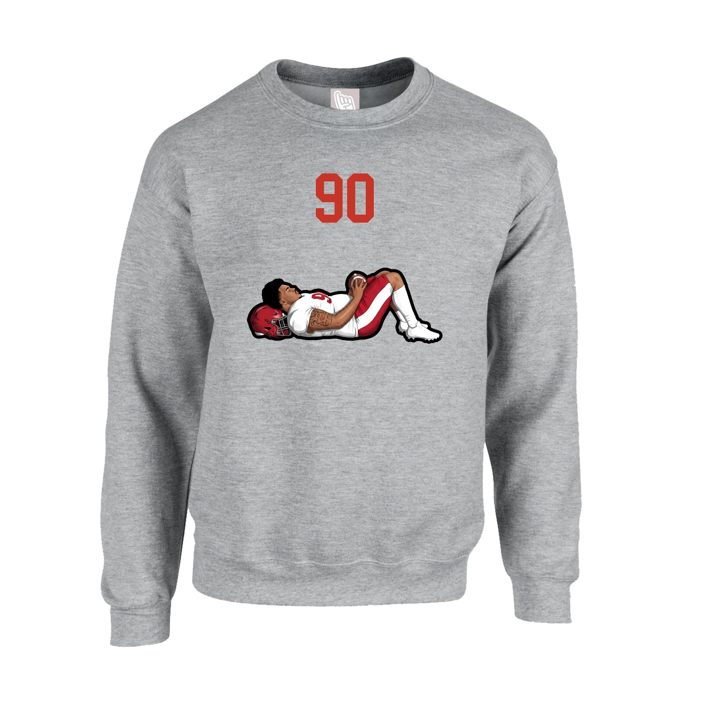 Fleece Crew — Number Top in Grey