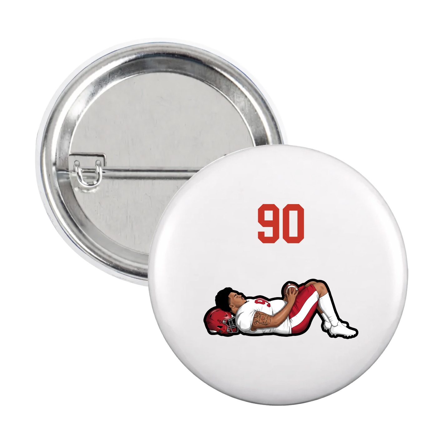 Game Day Button — Number Top in White
