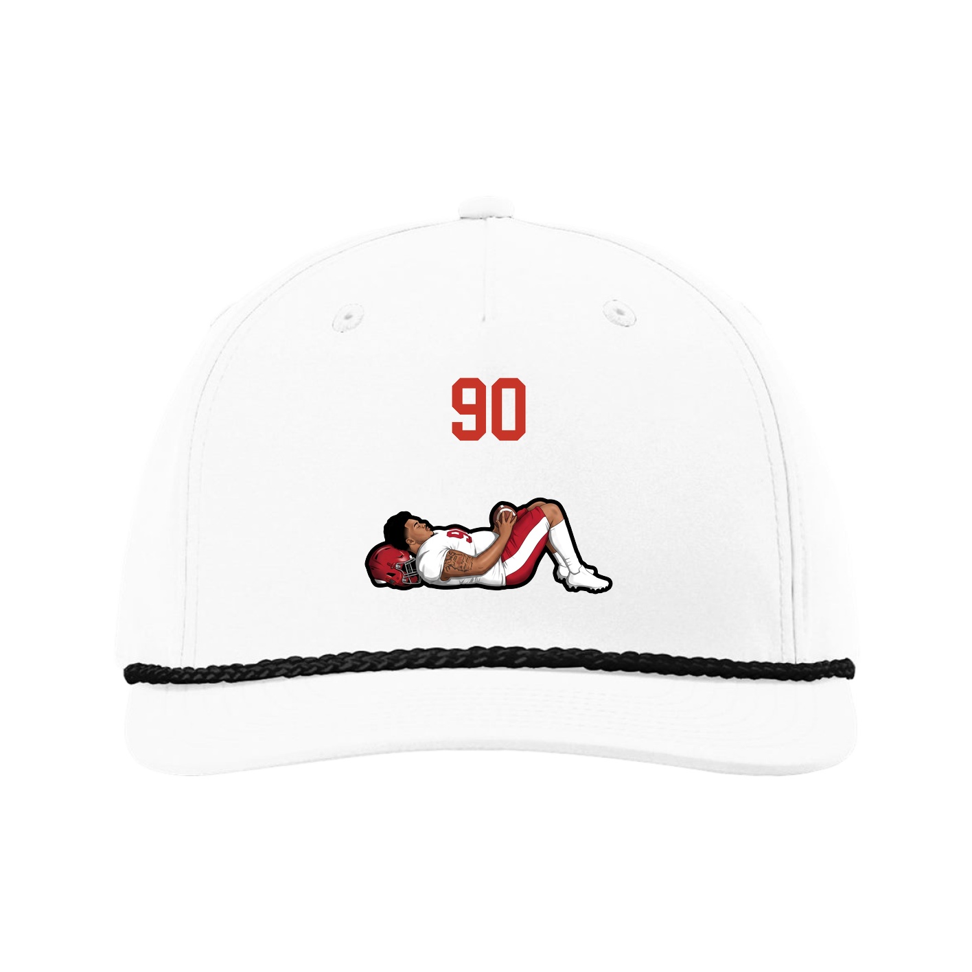 Five-Panel Classic Rope Cap — Number Top in White
