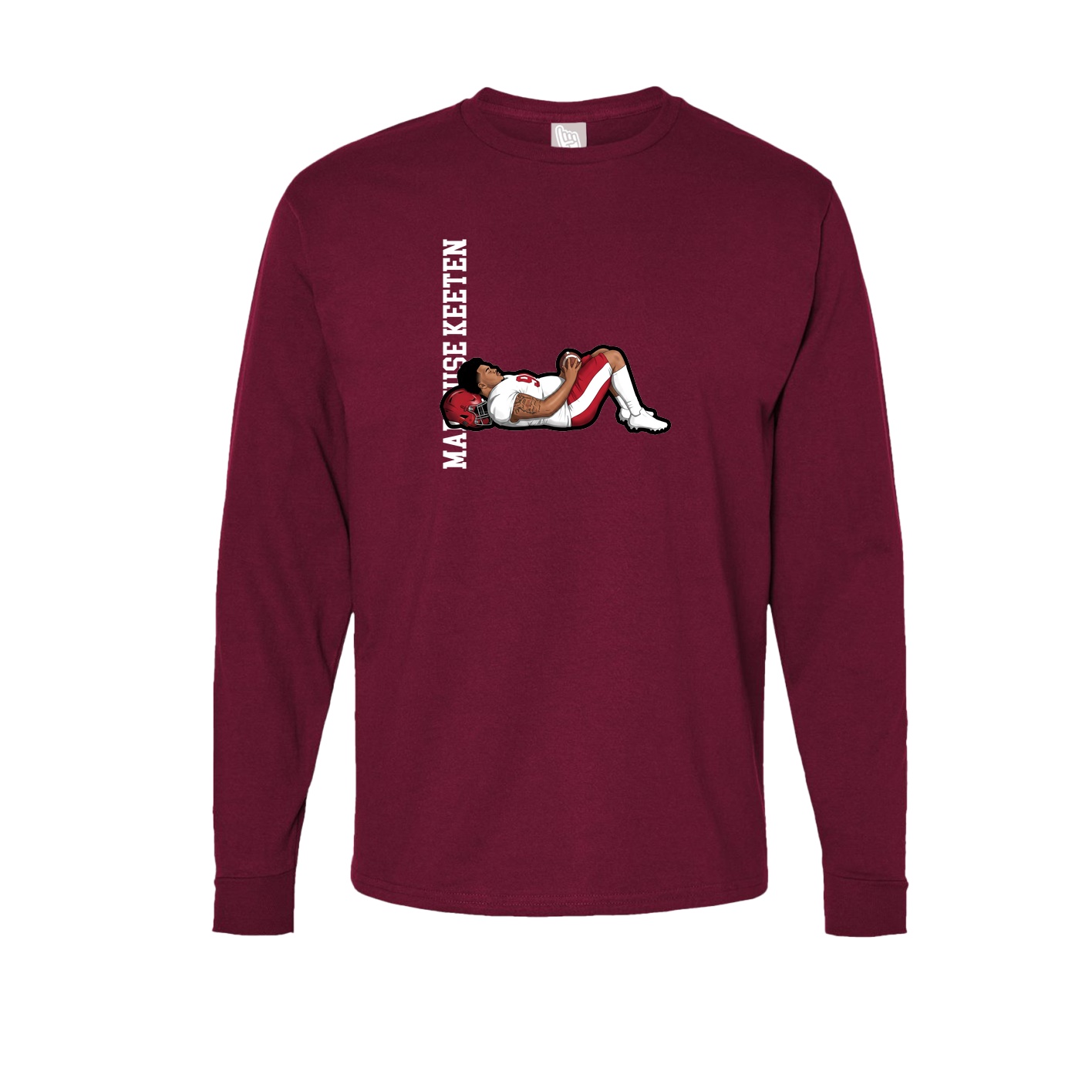 Long Sleeve Tee — Name Vertical in Cardinal