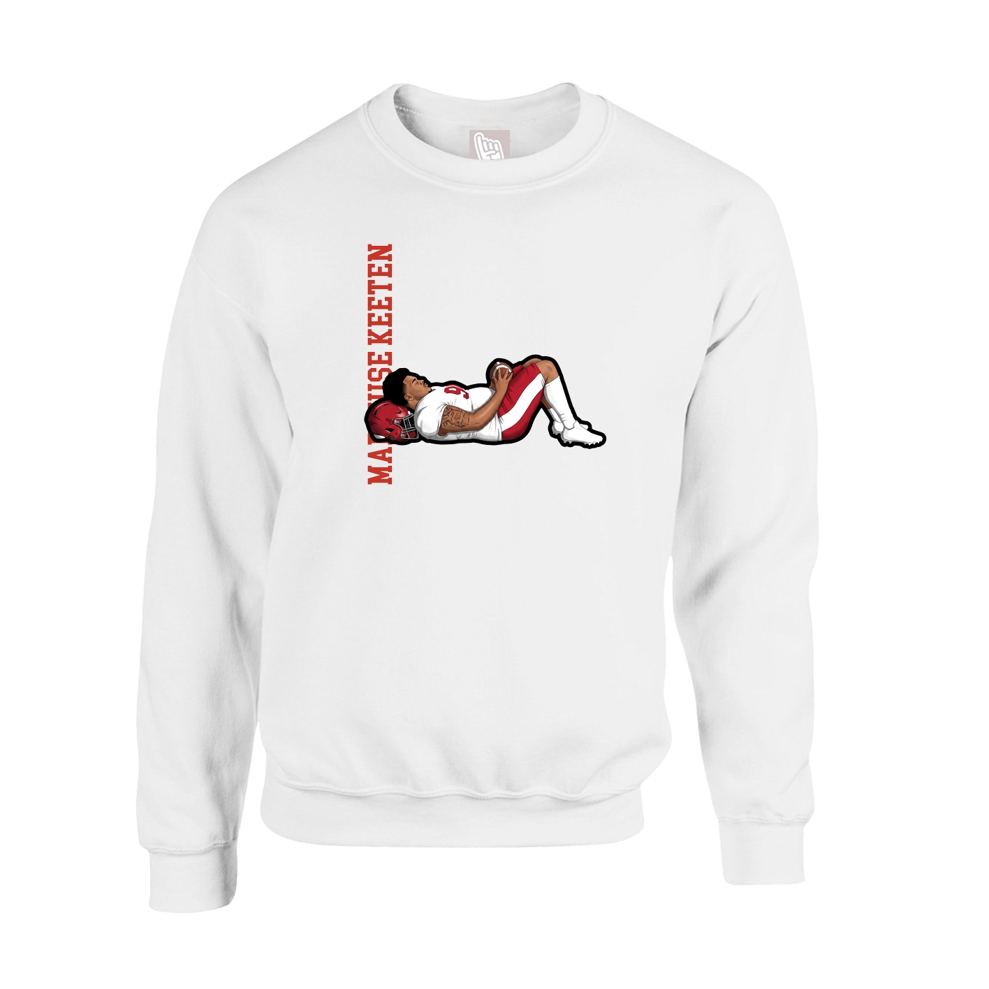 Fleece Crew — Name Vertical in White